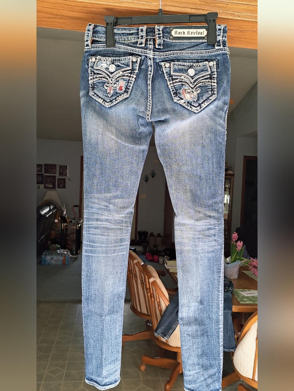 Rock Revival Women's Light Blue Embroidered Pocket Skinny Jeans sz.26